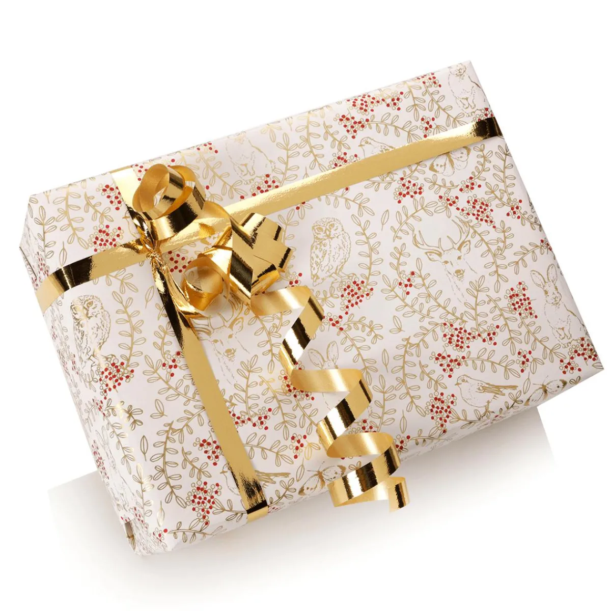 Papier Cadeau Durable Avec Animaux De La Forêt, Rinceaux Et Baies Rouges - Rouleau De 50 M De Papier Cadeau-DecoWoerner Sale