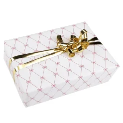 Papier Cadeau Petit Noeud Blanc / Rouge, Largeur 70cm, Rouleau De 40 M-DecoWoerner Best