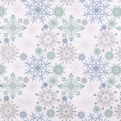 Papier Kraft Avec Flocons De Neige Bleu Clair, Rose, Argent & Menthe - Rouleau De 50 M De Papier Cadeau-DecoWoerner