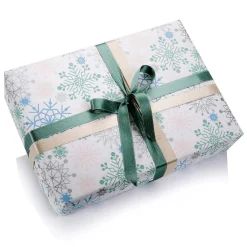 Papier Kraft Avec Flocons De Neige Bleu Clair, Rose, Argent & Menthe - Rouleau De 50 M De Papier Cadeau-DecoWoerner