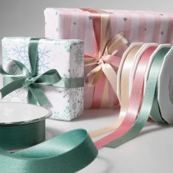 Papier Kraft Avec Flocons De Neige Bleu Clair, Rose, Argent & Menthe - Rouleau De 50 M De Papier Cadeau-DecoWoerner
