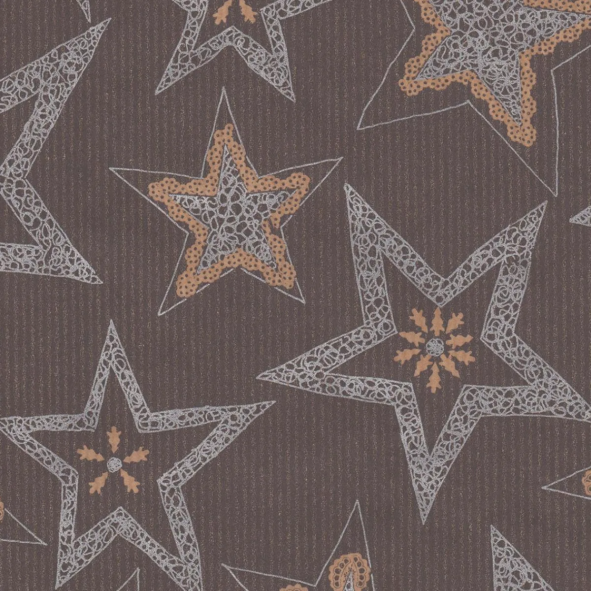 Papier Kraft Recyclé Brun Foncé Avec étoiles Argentées - Rouleau De 50 M De Papier Cadeau-DecoWoerner