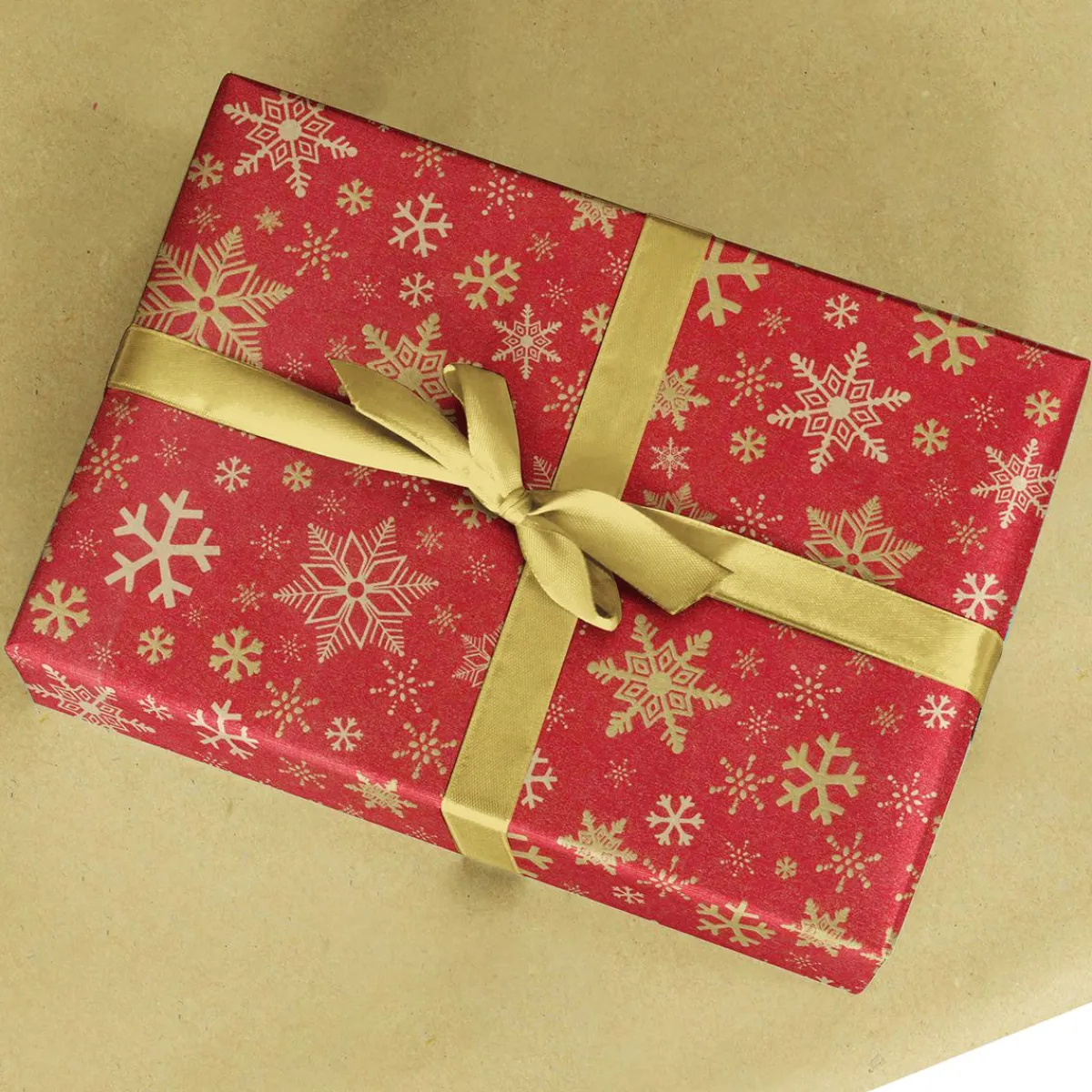 Papier Kraft Recyclé Avec Flocons De Neige Dorés - Rouleau De 50 M De Papier Cadeau-DecoWoerner Best