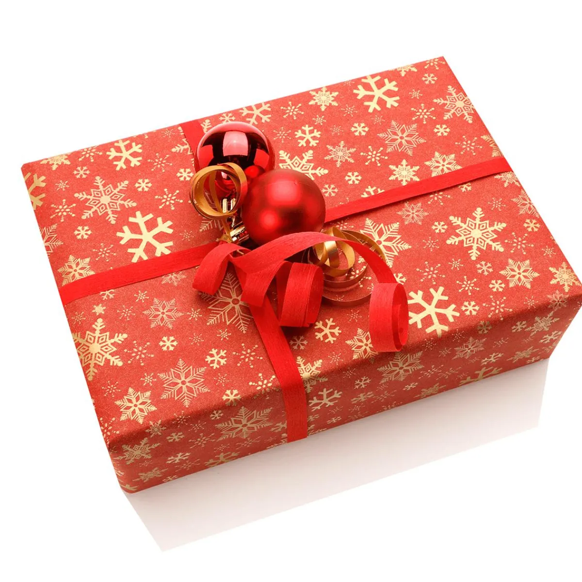 Papier Kraft Recyclé Avec Flocons De Neige Dorés - Rouleau De 50 M De Papier Cadeau-DecoWoerner Best