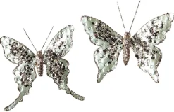 Papillon Avec Clip, 16 Cm, 2 Pces, Sauge-DecoWoerner Hot