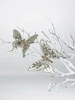 Papillon Avec Clip, 16 Cm, 2 Pces, Sauge-DecoWoerner Hot
