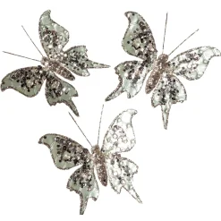 Papillon Avec Clip, 13 Cm, 3 Pces, Sauge-DecoWoerner Best