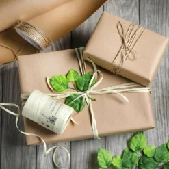Paquet économique Emballage Cadeau Go Green Avec Raphia Blanc Et Ruban De Jute-DecoWoerner Hot