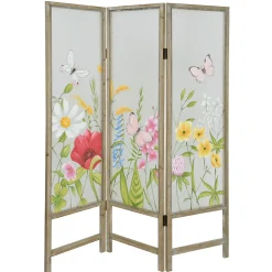 Paravent En Bois Et Toile Mousseline, 180 Cm De Haut-DecoWoerner Outlet