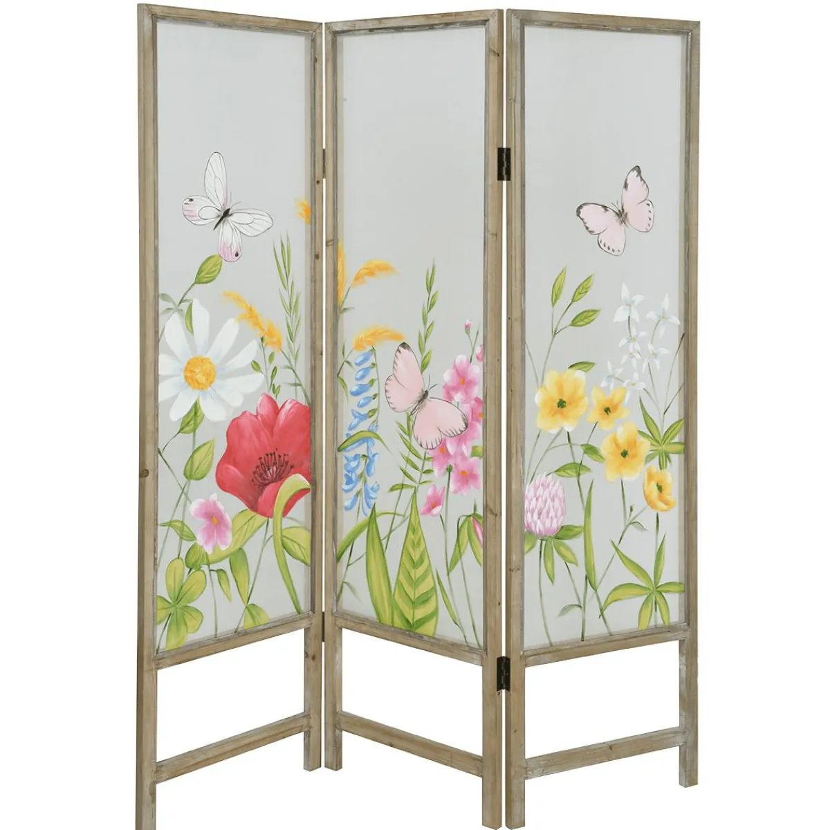 Paravent En Bois Et Toile Mousseline, 180 Cm De Haut-DecoWoerner Outlet