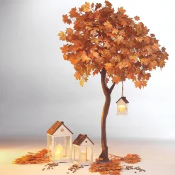 Photophore Lanterne Maisons En Bois Set 3 Pièces Marron-DecoWoerner Sale