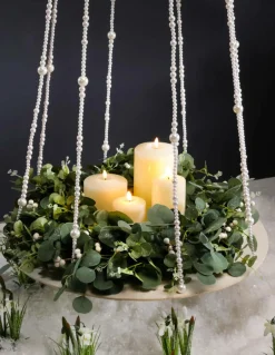 Plateau Suspendu Avec Chaînes De Perles, Ø 60 Cm, Long. 170 Cm-DecoWoerner New