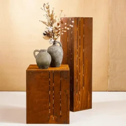 Podium Décoratif Surface Rouille Noble Patine Brune 100 Cm De Haut-DecoWoerner Clearance
