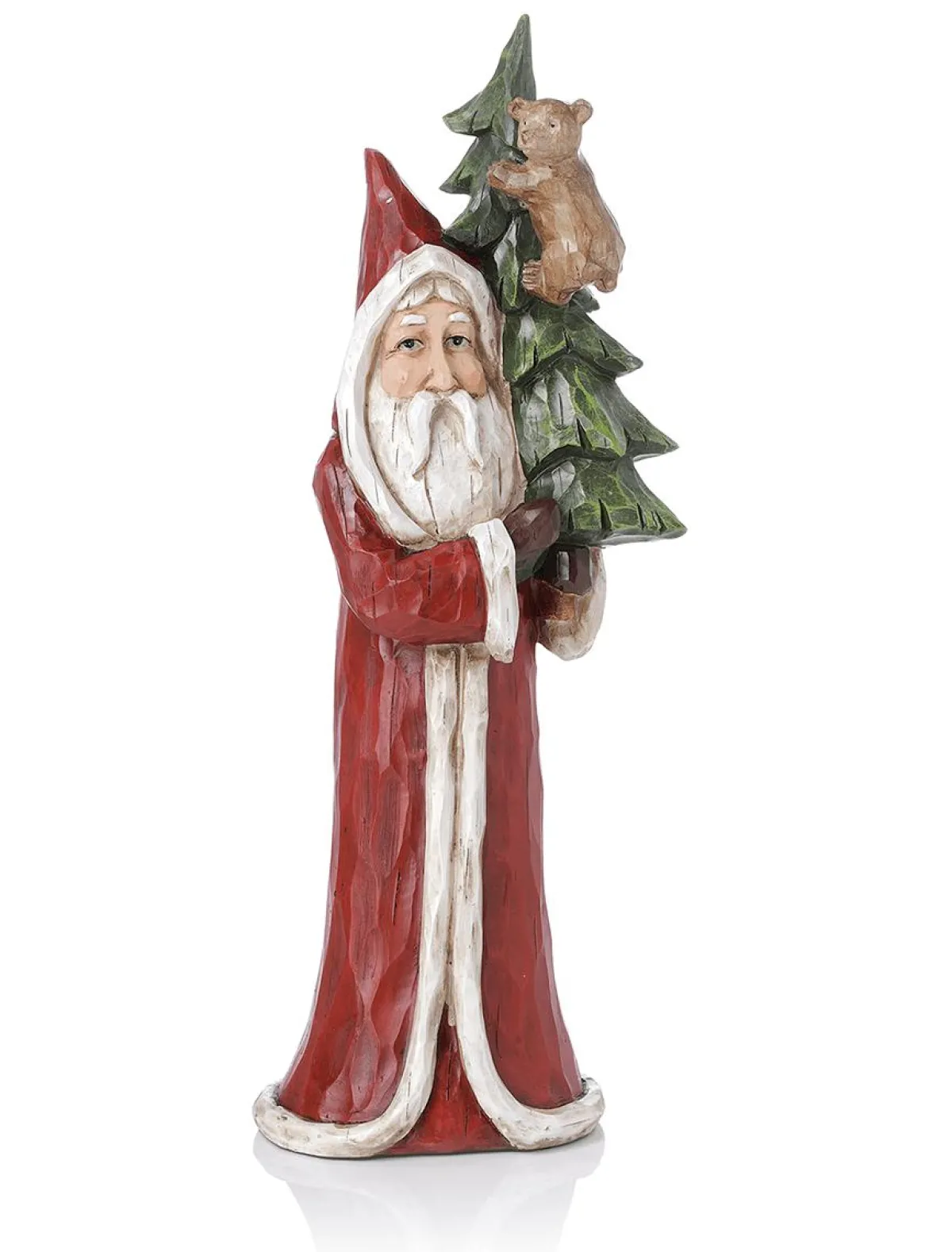 Père Noël Peint D'après Nature En Imitation Bois 51 Cm-DecoWoerner Best