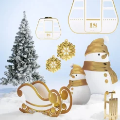 Présentoir Bonhomme De Neige Or / Blanc-DecoWoerner Discount