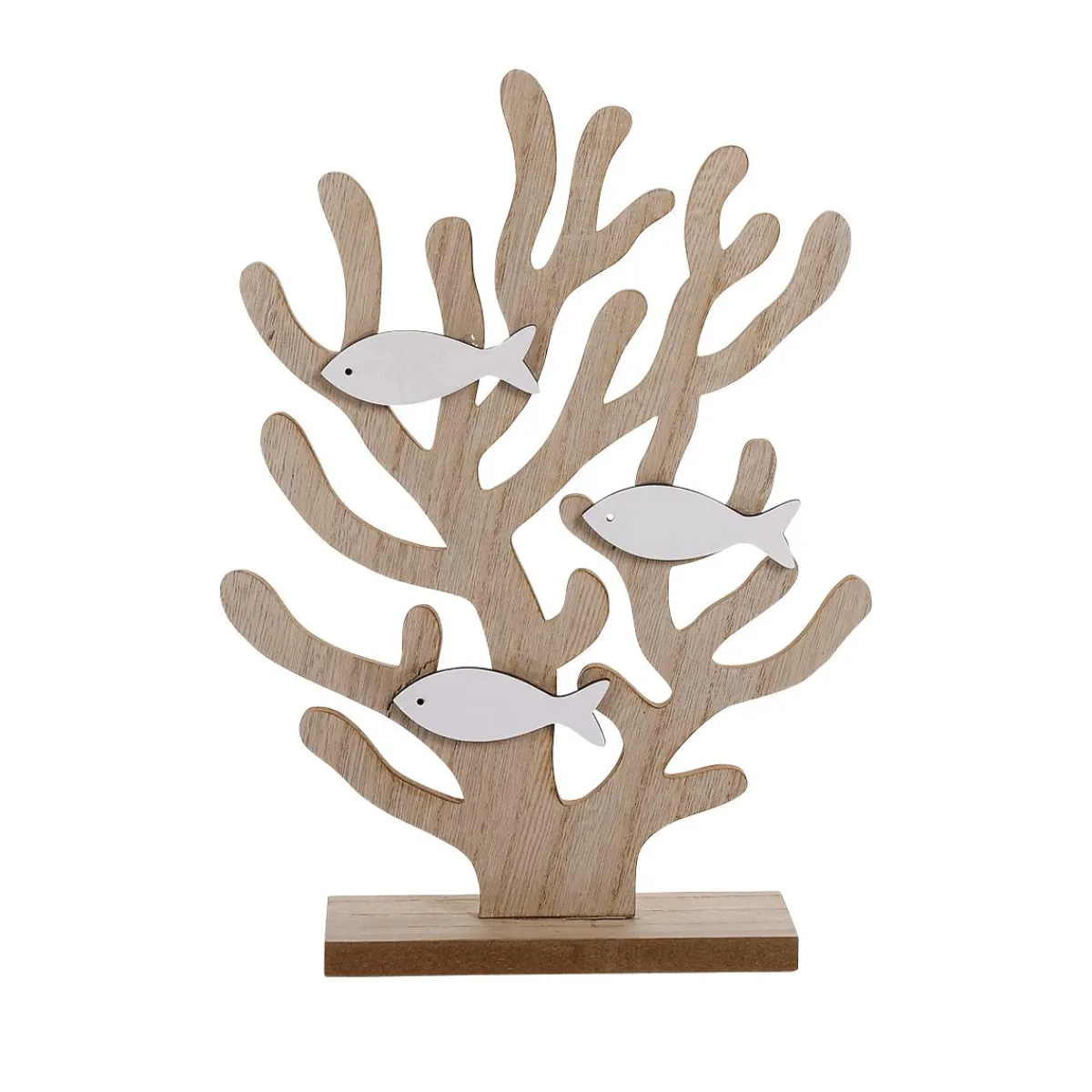 Présentoir Décoratif En Bois De Corail Avec Des Poissons 22 X 6 X 30 Cm-DecoWoerner Best