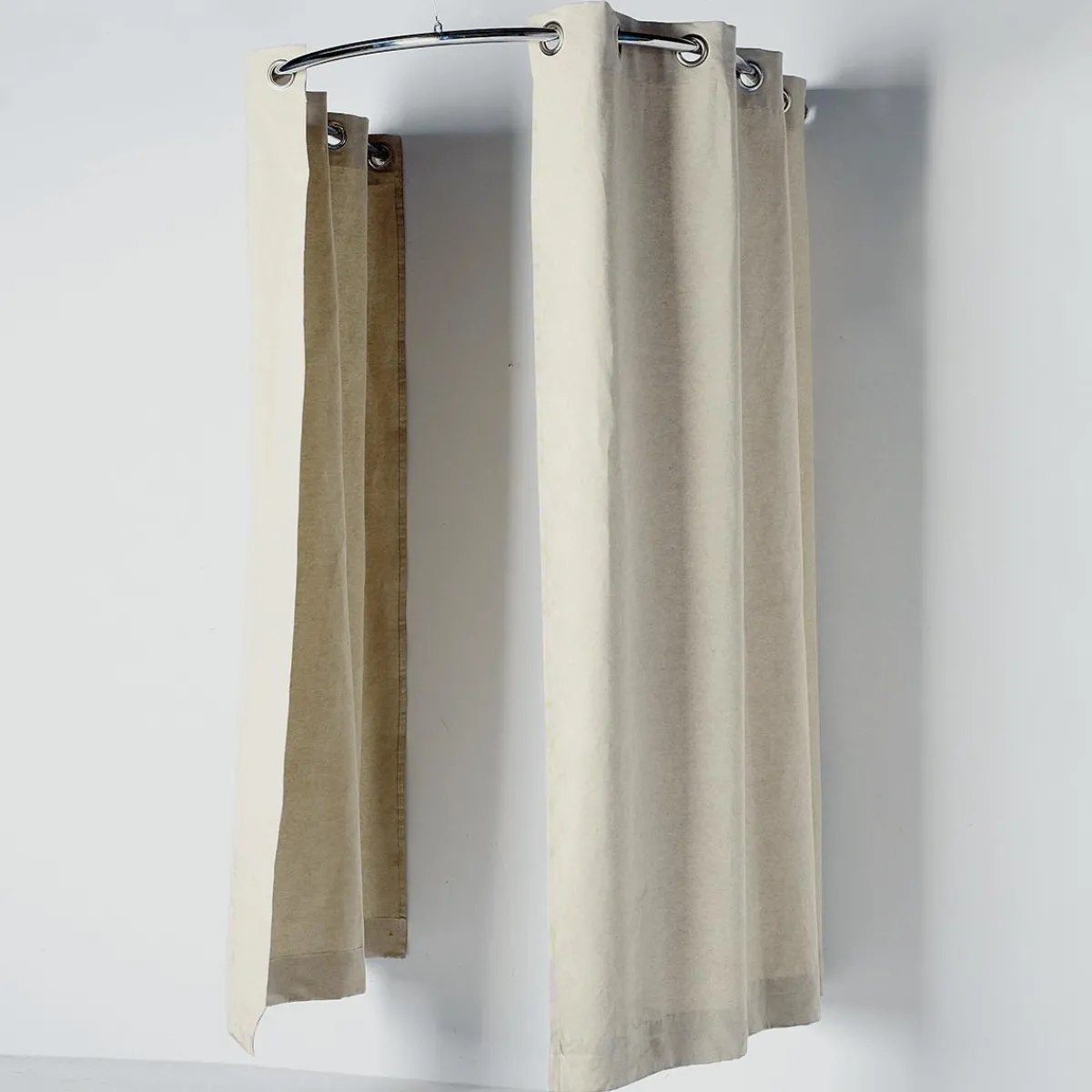 Rideau De Cabine En Demi-cercle, Longueur 200 Cm, Beige-DecoWoerner Online