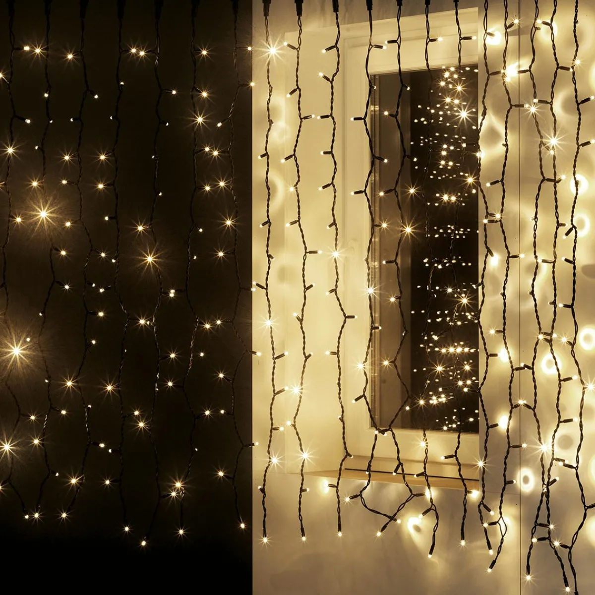 Rideau Lumineux 200 X 80 Cm 160 LED IP44, Noir-DecoWoerner Clearance
