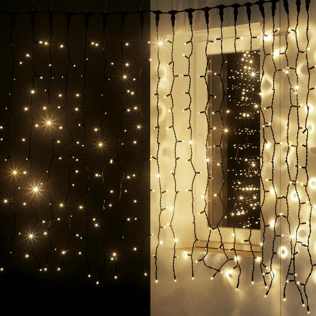 Rideau Lumineux 200 X 80 Cm 160 LED IP44, Noir-DecoWoerner Clearance
