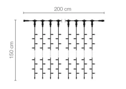 Rideau Lumineux 200 X 80 Cm 160 LED IP44, Noir-DecoWoerner Clearance