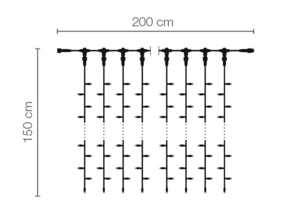 Rideau Lumineux 200 X 80 Cm 160 LED IP44, Noir-DecoWoerner Clearance