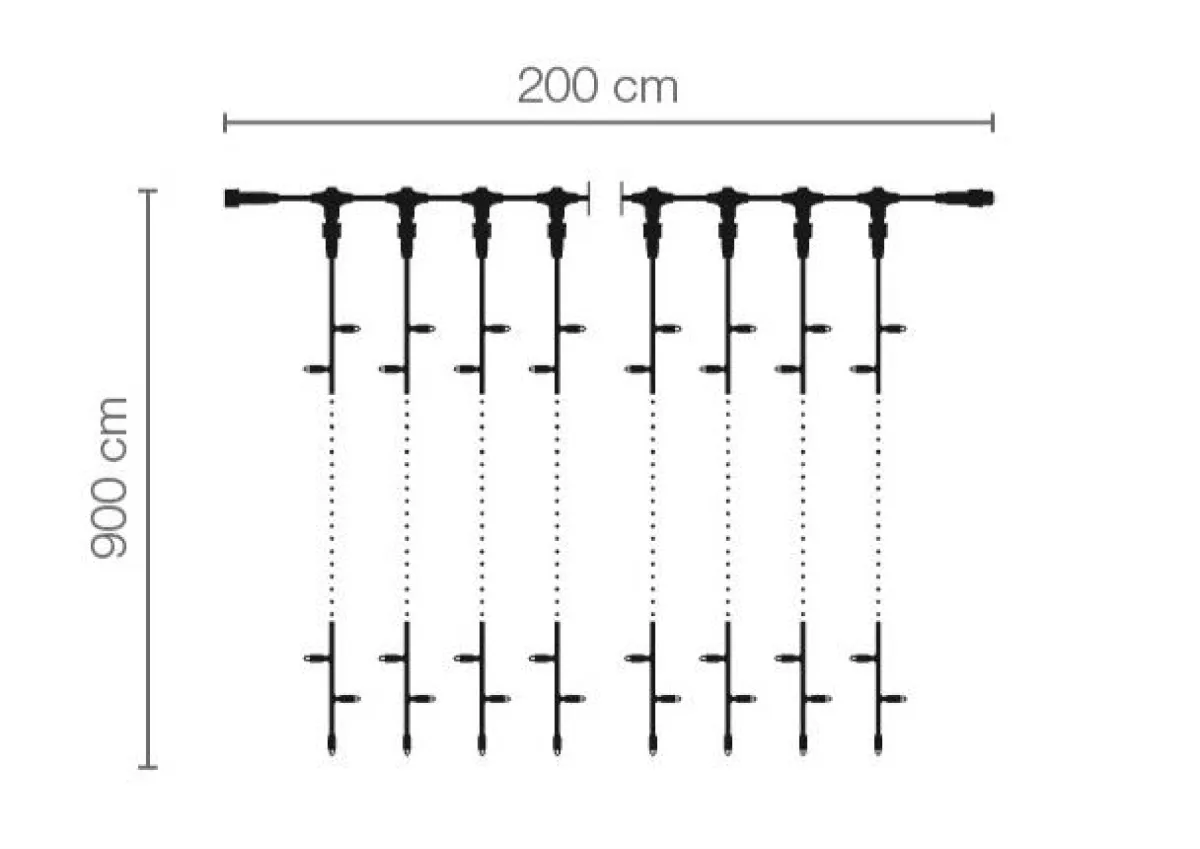 Rideau Lumineux LED Professionnel Système IP67, 900 Cm Sans Câble D'alimentation, Noir-DecoWoerner Best