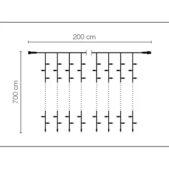 Rideau Lumineux Professionnel à LED Système IP20, 1400 LED, 700 X 200 Cm, Sans Cable-DecoWoerner Outlet