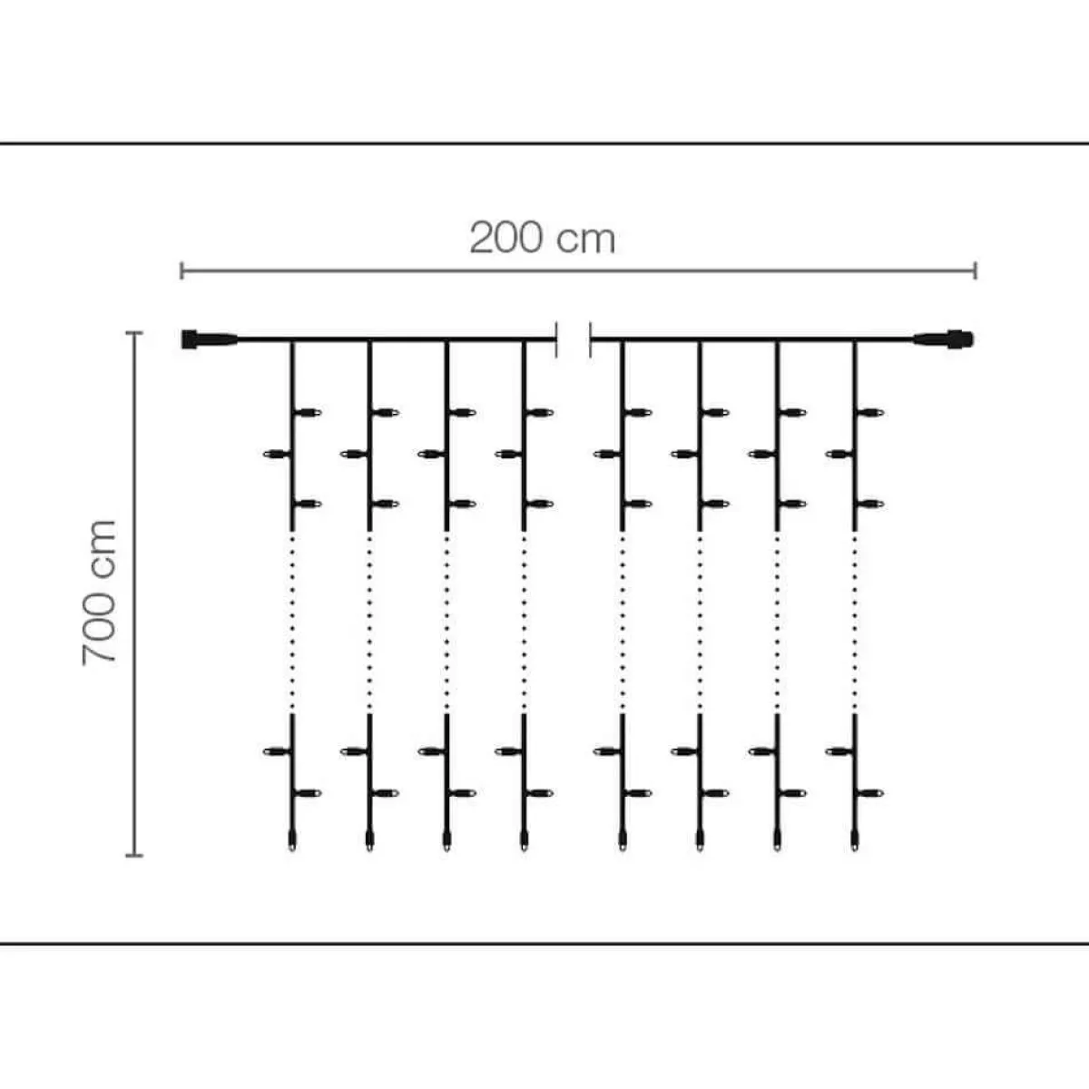 Rideau Lumineux Professionnel à LED Système IP20, 1400 LED, 700 X 200 Cm, Sans Cable-DecoWoerner Outlet