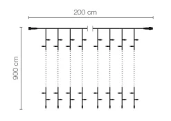 Rideau Lumineux Professionnel à LED Système IP20, 1800 LED, 900 X 200 Cm, Sans Cable-DecoWoerner Outlet