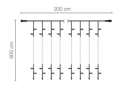 Rideau Lumineux Professionnel à LED Système IP20, 1800 LED, 900 X 200 Cm, Sans Cable-DecoWoerner Outlet