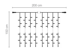Rideau Lumineux Professionnel Clignotant à LED Système IP67 200 X 150 Cm-DecoWoerner Discount