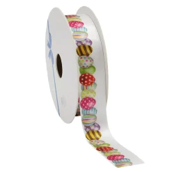 Ruban Cadeau En Satin Avec Motif Oeufs De Pâques, 23 Mm, 20 M-DecoWoerner