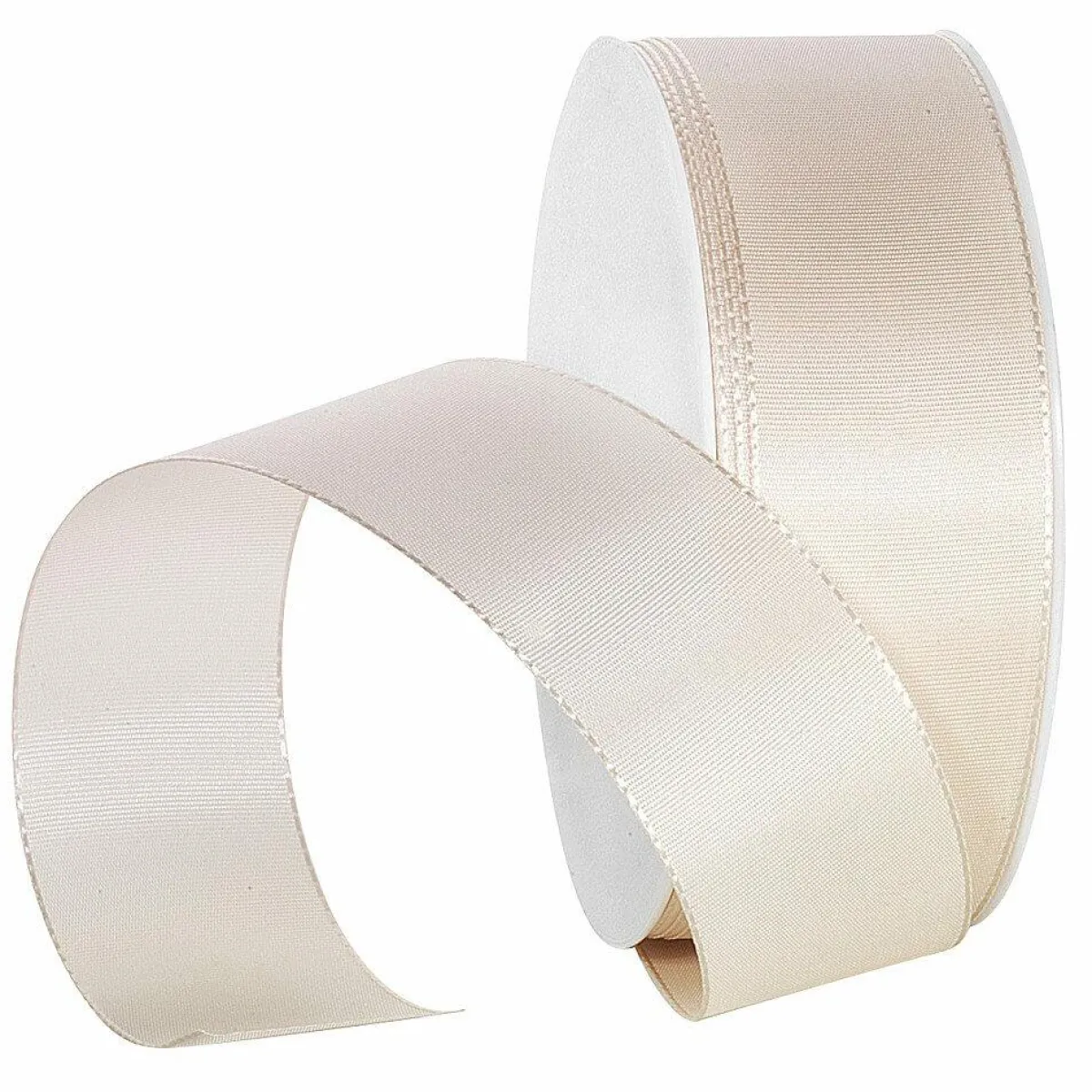 Ruban De Taffetas Avec Lisière Tissée 40 Mm, 50 M, Crème-DecoWoerner New