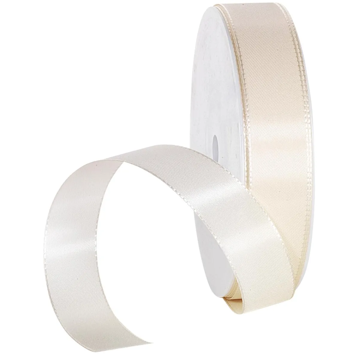Ruban De Taffetas Avec Lisière Tissée 15 Mm, 50 M, Crème-DecoWoerner New