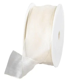 Ruban En Crêpe De Chine Avec Fil De Fer Crème Larg. 40 Mm-DecoWoerner Clearance
