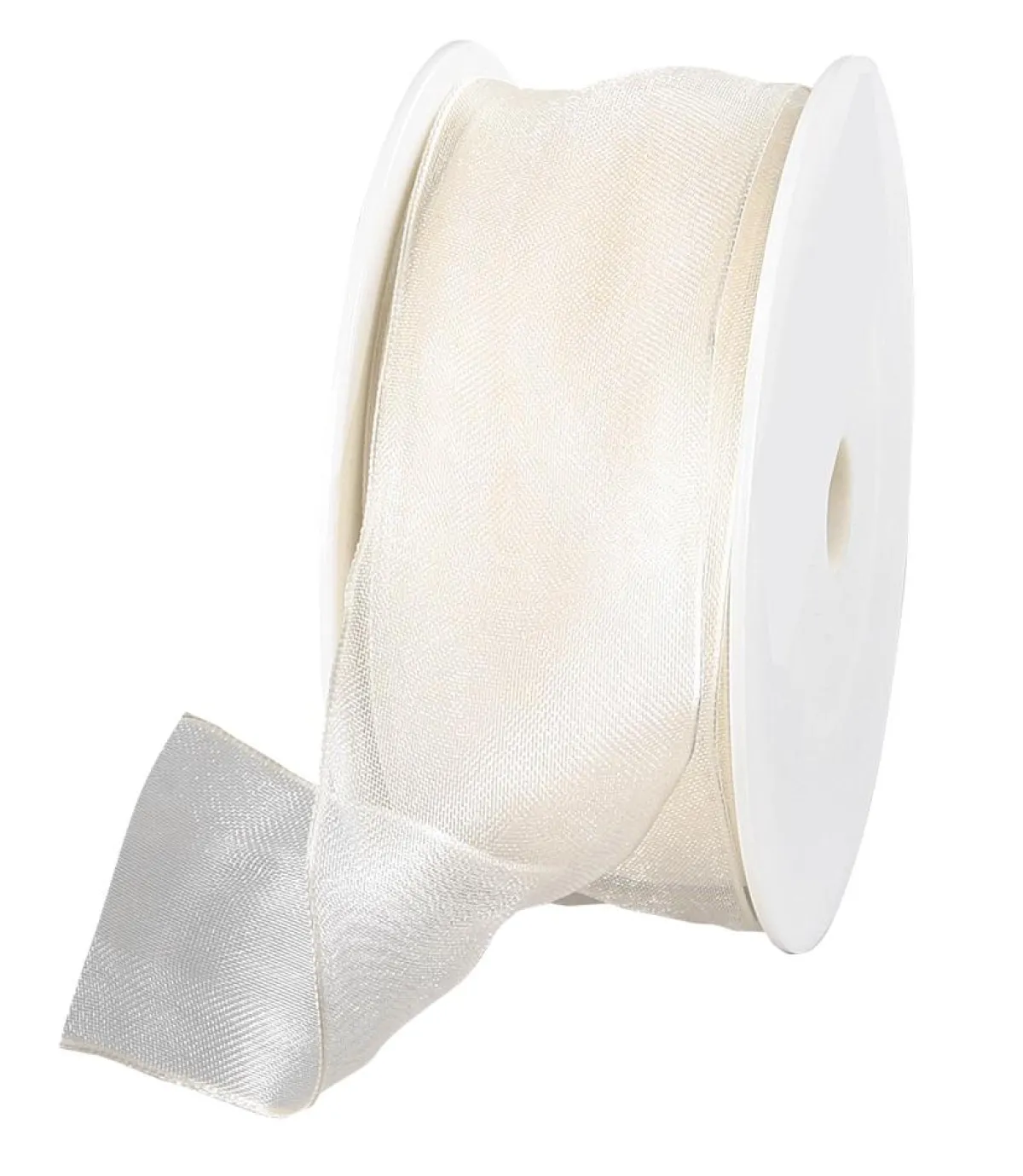 Ruban En Crêpe De Chine Avec Fil De Fer Crème Larg. 40 Mm-DecoWoerner Clearance