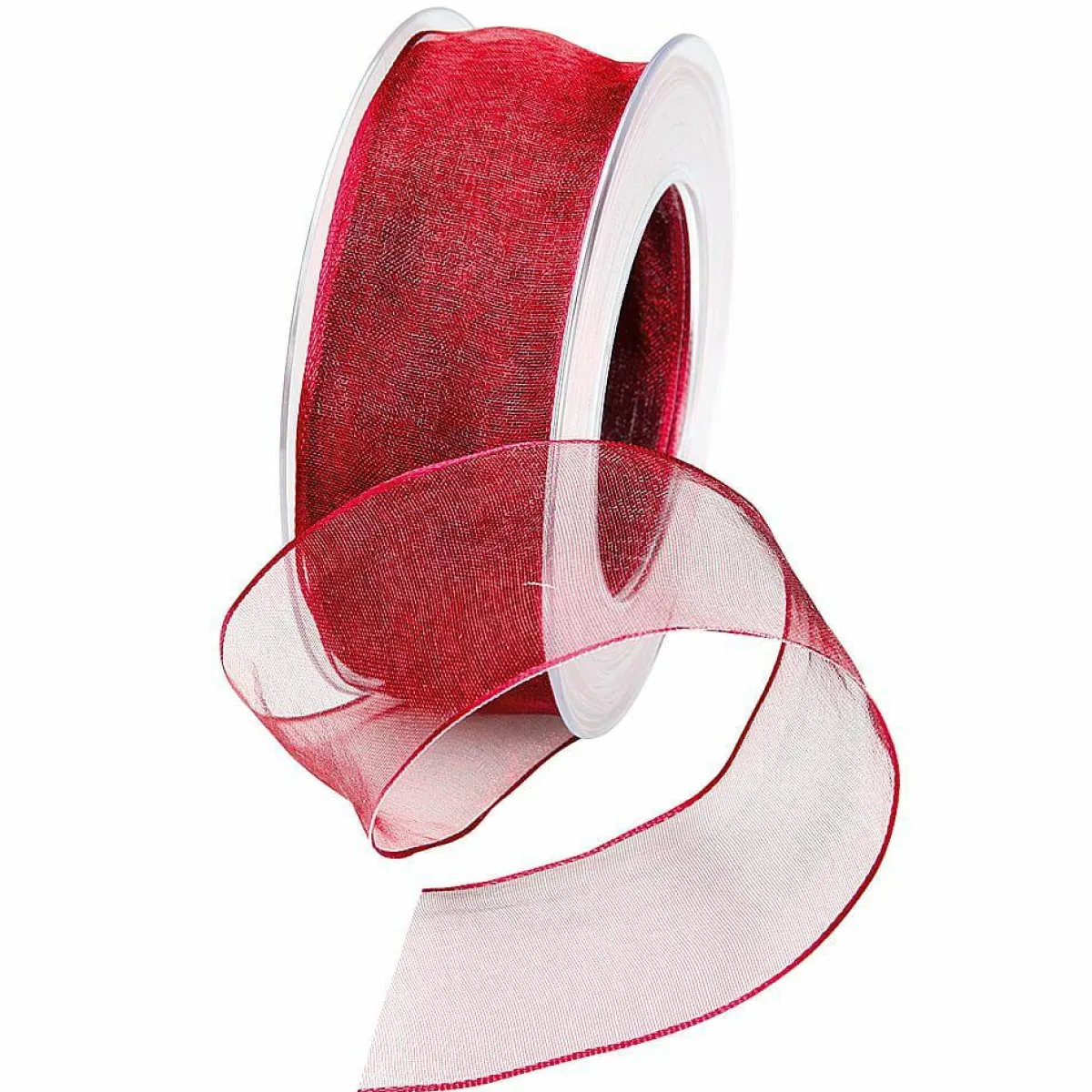 Ruban En Crêpe De Chine Avec Fil De Fer Bordeaux Larg. 40 Mm-DecoWoerner Best