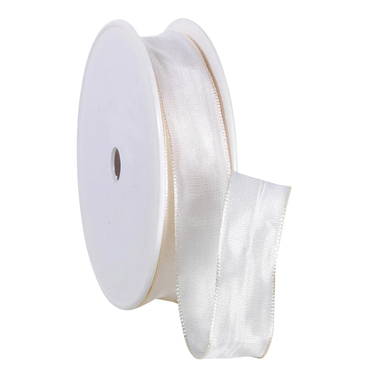 Ruban En Tissu Av. Bord En Fil De Fer, Crème, Larg. 25 Mm-DecoWoerner Online
