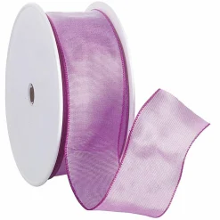 Ruban En Tissu Av. Bord En Fil De Fer, Pink, Larg. 40 Mm-DecoWoerner Best