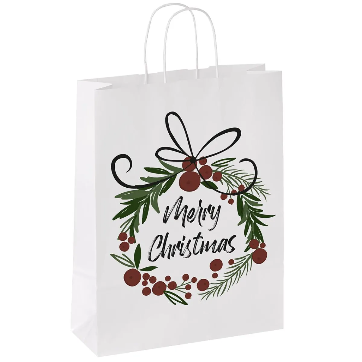 Sac En Papier Baies De Noël 35 X 26 X 12 Cm-DecoWoerner Discount