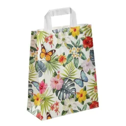 Sac En Papier Kraft "Tropical" 28 X 22 X 10 Cm-DecoWoerner New