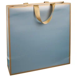 Sac En Papier "Metallic" 35 X 35 X 13 Cm Bleu Clair & Or 10 Pièces-DecoWoerner Best