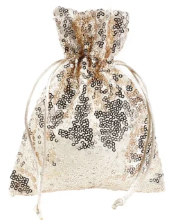 Sachet En Organza à Paillettes 18 Cm, 10 Pces, Champagne-DecoWoerner Best