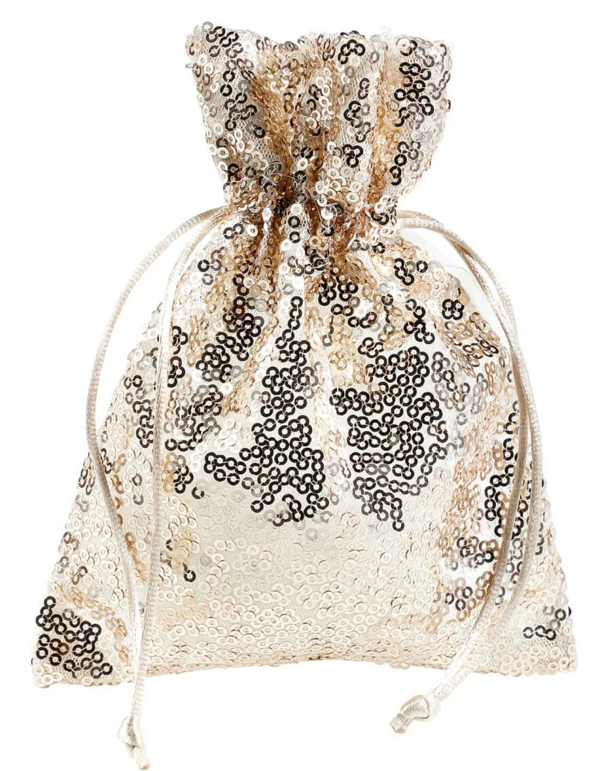 Sachet En Organza à Paillettes 18 Cm, 10 Pces, Champagne-DecoWoerner Best