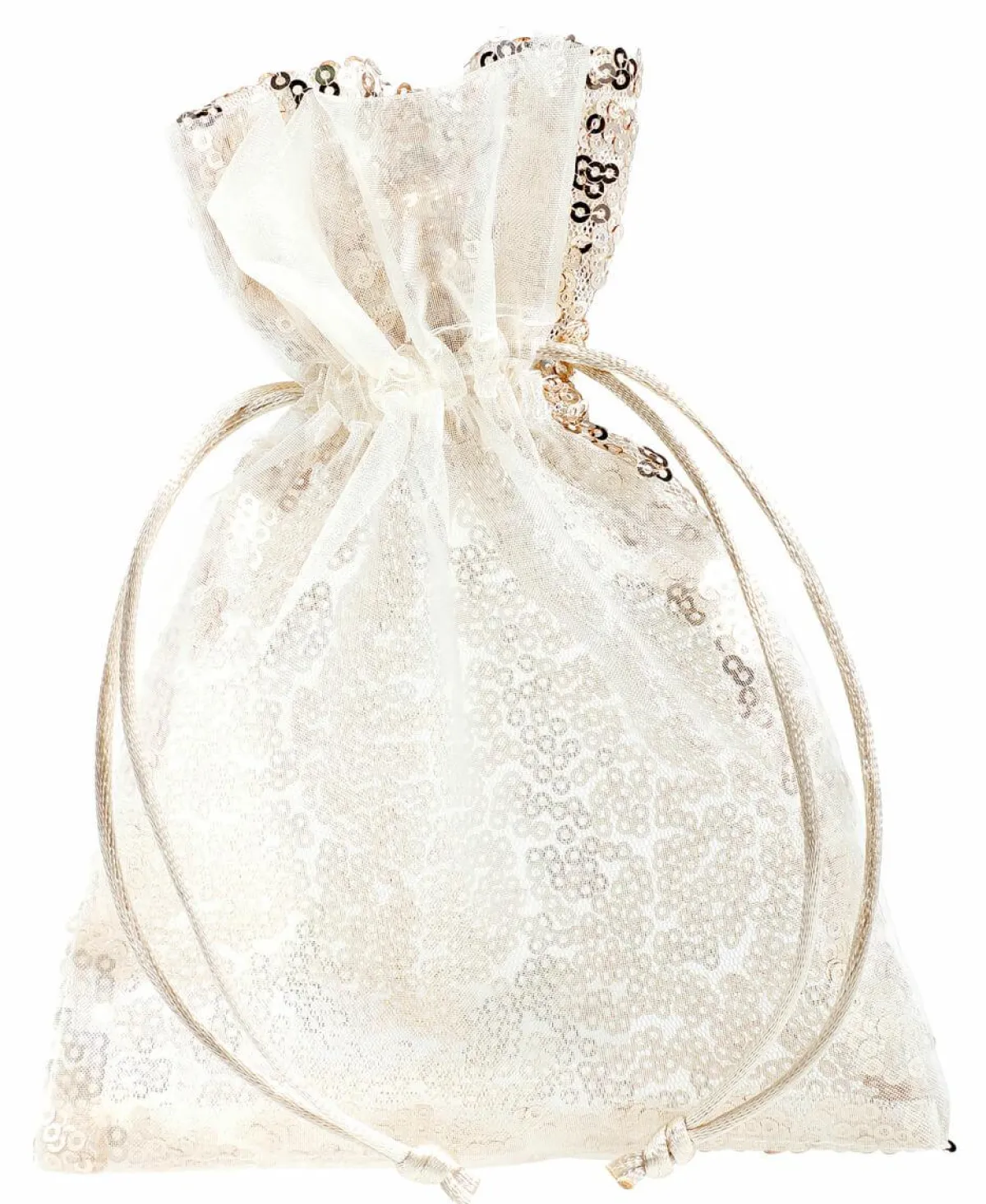 Sachet En Organza à Paillettes 18 Cm, 10 Pces, Champagne-DecoWoerner Best