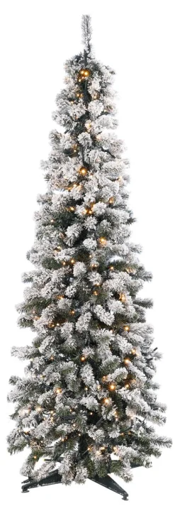 Sapin Artificiel étroit, Enneigé Avec LED 180 Cm-DecoWoerner Online