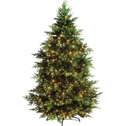 Sapin De Noël Artificiel Moulé Par Injection Rottanne Avec LED 240 Cm-DecoWoerner Discount