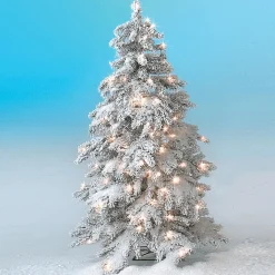 Sapin D'hiver, Sapin Artificiel En Luvi Enneigé Avec Lumière LED, 210 Cm-DecoWoerner Online