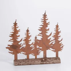 Sapin Silhouette Avec Patine Inox 27 Cm Brun-DecoWoerner