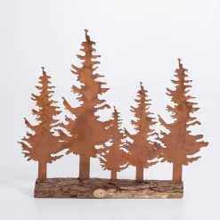 Sapin Silhouette Avec Patine Inox 27 Cm Brun-DecoWoerner